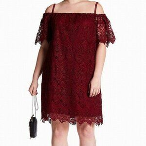 Autum Wine Lace Off the Shoulder Party Cocktail Dress Size 16W